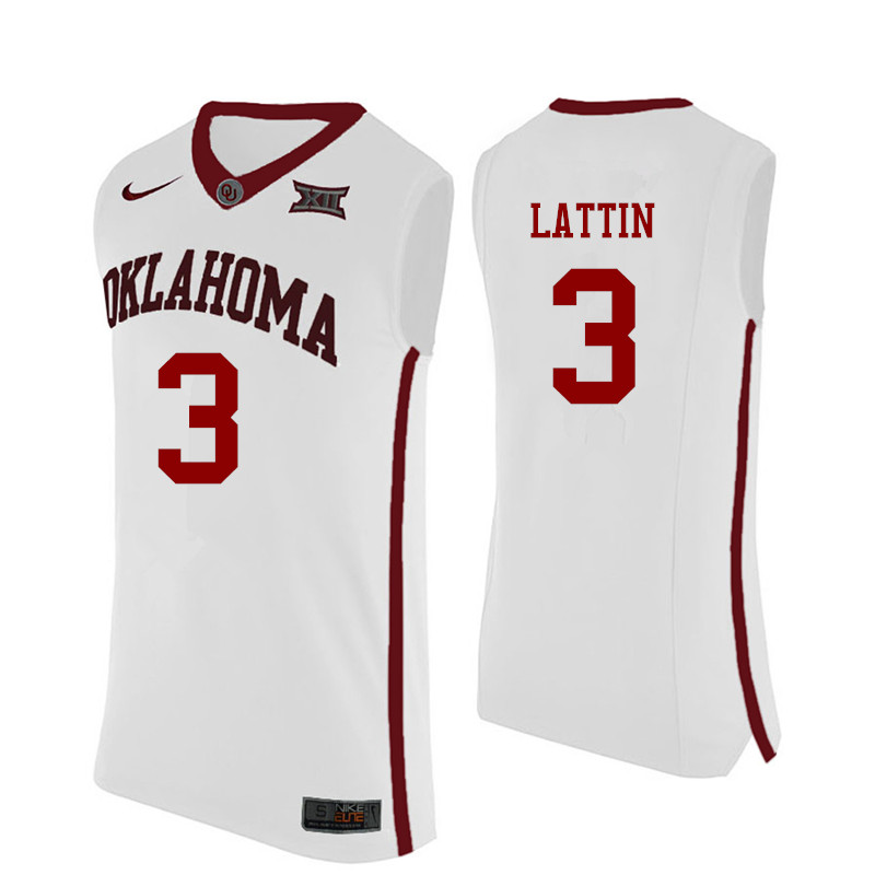 Oklahoma Sooners #3 Khadeem Lattin College Basketball Jerseys-White